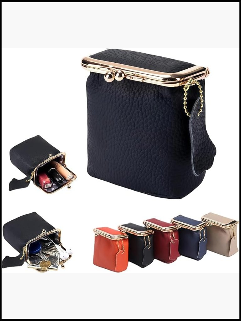Genuine Leather Mini Jewelry Box  Vintage Wallet  Compact Coin Purse Lipstick